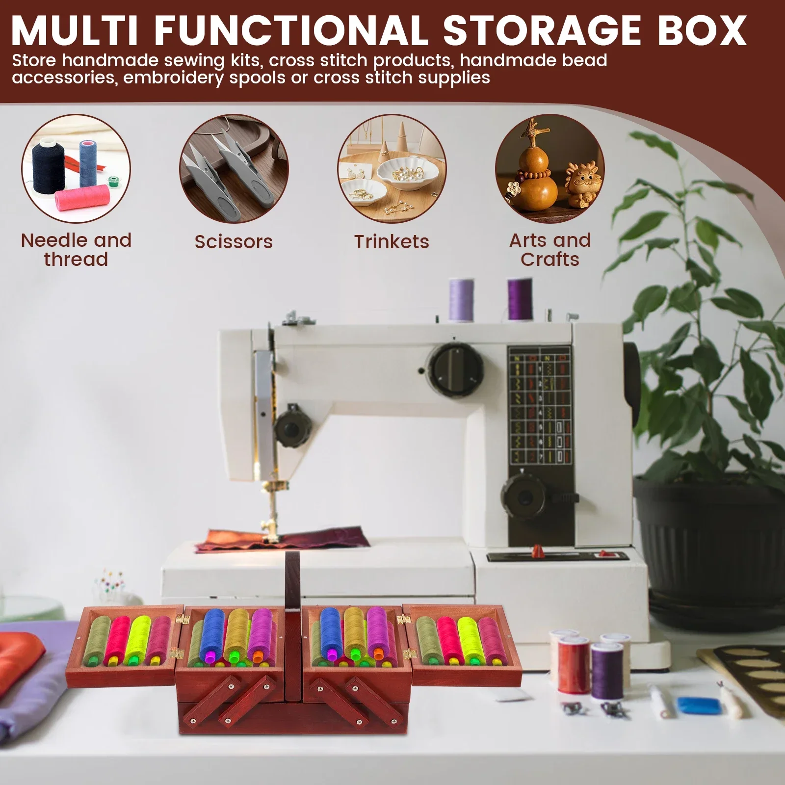 Expandable Sewing Thread Box W - Bobbin Organizer Box recension och pris