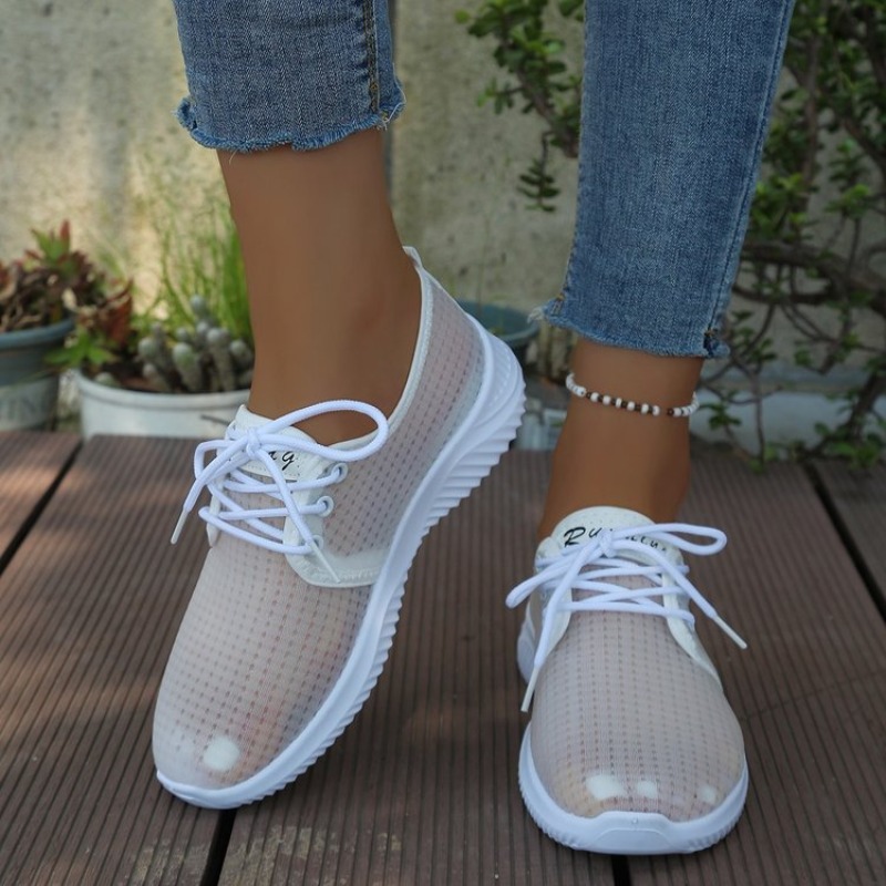 Women's Sneakers Round Toe Lac - Sewing Cloth recension och pris
